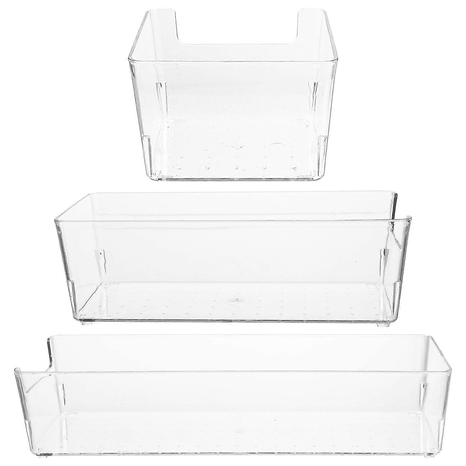 Clear Drawer Organizer Tray Small Plastic Desk Organizer Drawers Storage Solution Households 3Pcs