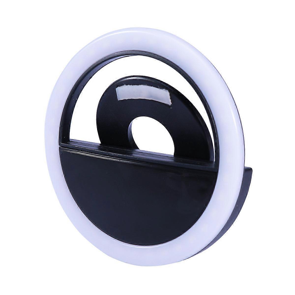 Led Circle Light Clip On Selfie Ring Light Supplemental Lighting for Smartphone Cameras Black 1Pack