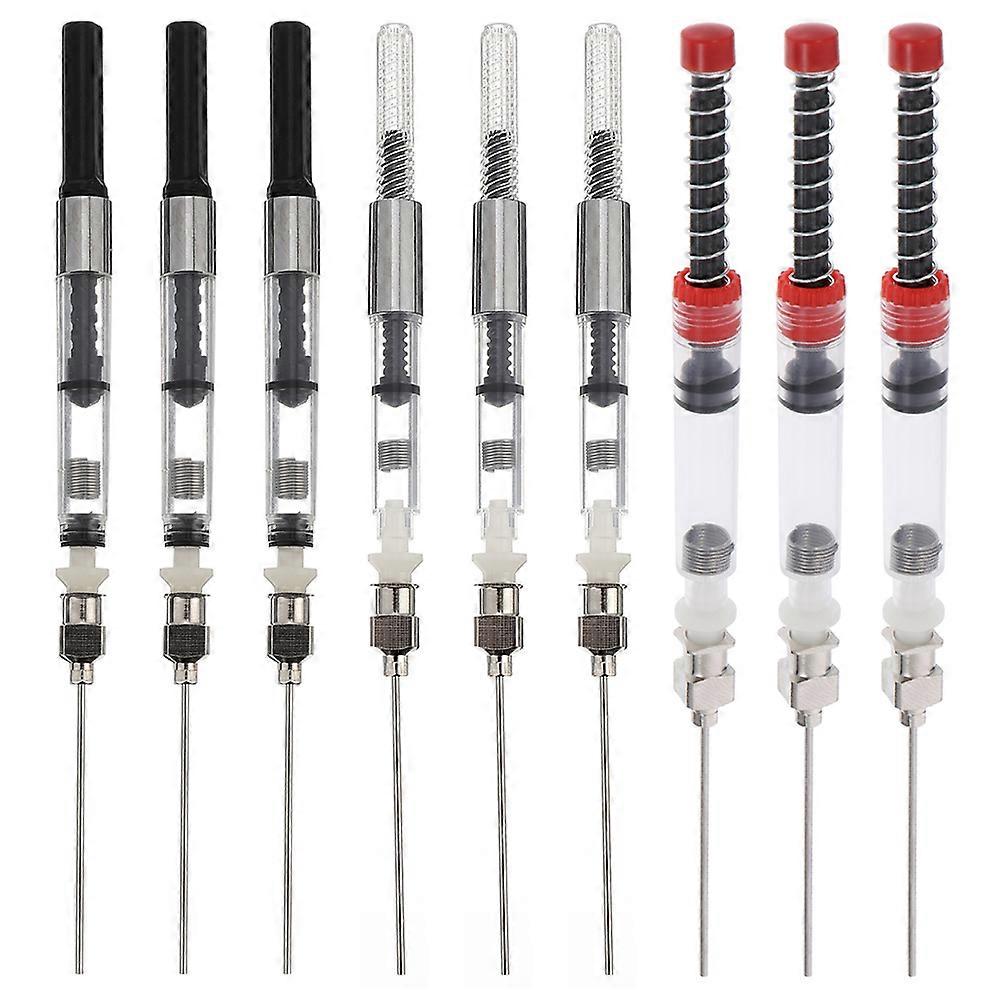 مجموعة محول الحبر قلم حبر 9 قطع ممتصات الحبر للأقلام القياسية الأوروبية ، الأحمر والفضي والأسود والكتابة المحمولة والناعمة