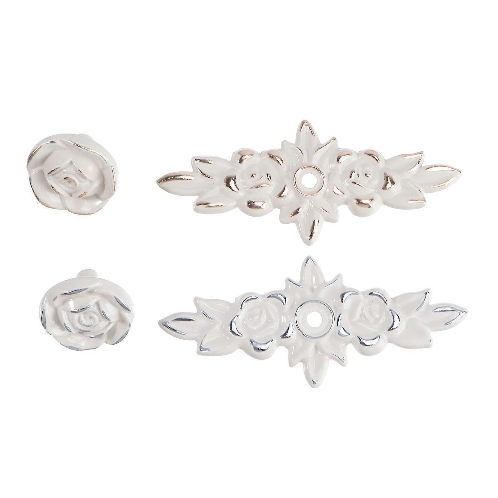 Home Cabinet Knob Elegant Drawer Pull Handles Silver Edge Rustic European Style 2Pcs