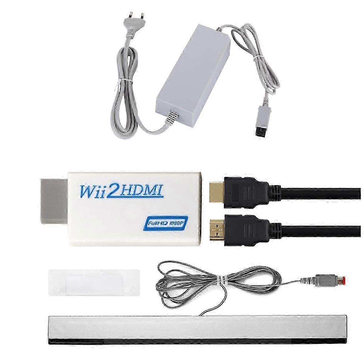 AC Power Adapter+ Wii2 to HDMI-Compatible Adapter+ Wired Motion Sensor Bar+ HDMI-Compatible Cable KiEU Plug SZRH A-M