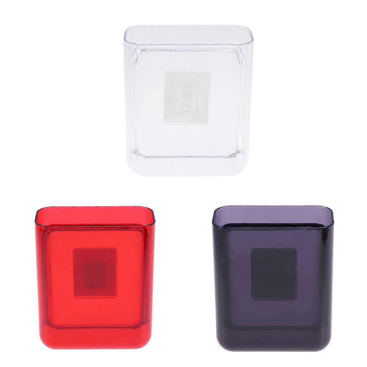 Wall Mounted Transparent Box Adhesive Storage Organizer Rectangular 1Set