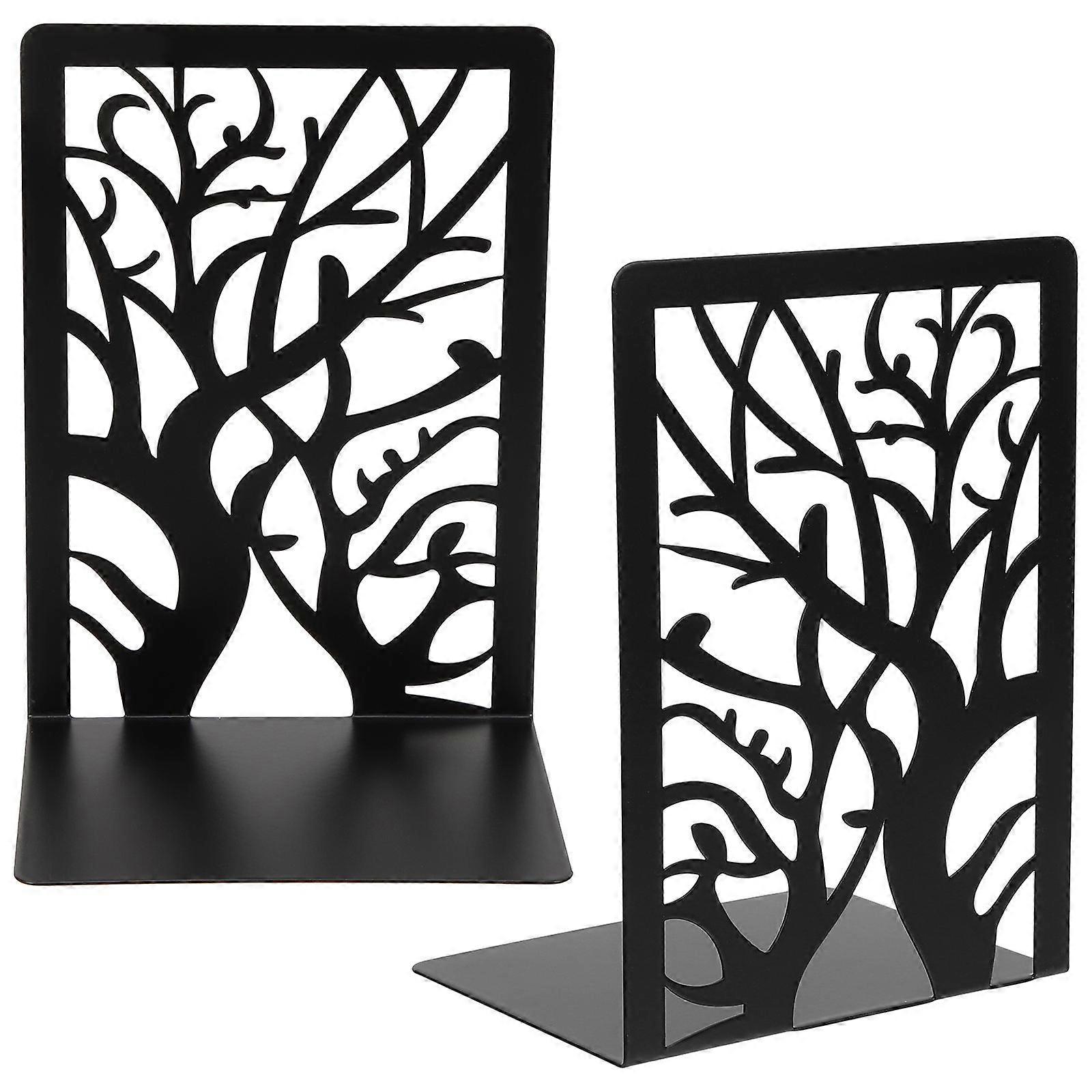 Metal Book Holders Elegant Tree Design, 2pcs Set for Office, Home & Library Use Sturdy File Organizers & Book Stoppers for Reading & Decor