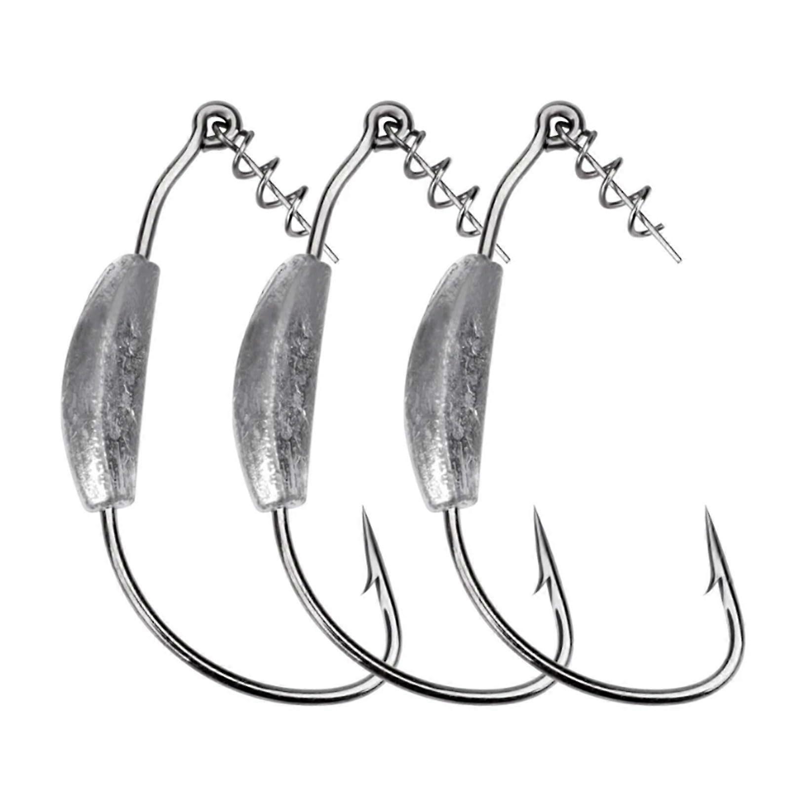 Weighted Fishing Hooks Set 5 Pieces 2g to 7g with Barbed Soft Bait Offset Jig Worm Hooks for Fishing Gear