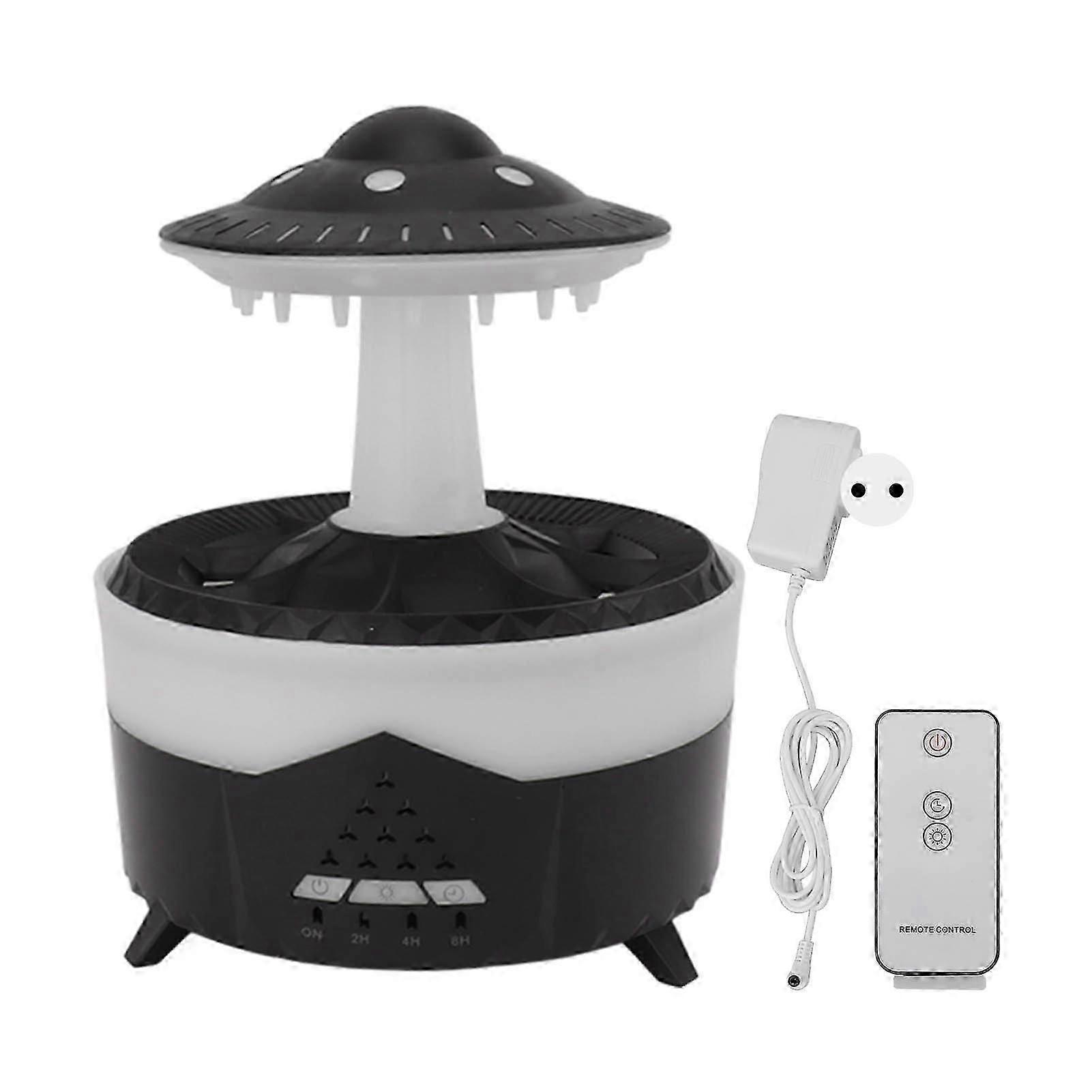 UFO Raindrop Humidifier with Colorful Lights Remote Control Timing Humidifier Aroma Humidifier 100240V Black EU Plug