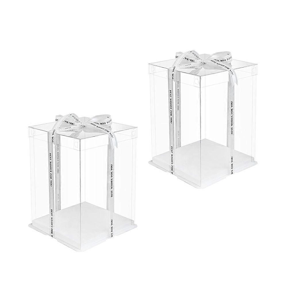 Cake Clear Box Reusable Cake Box Certified Material UV Protection Bakers 2Pcs