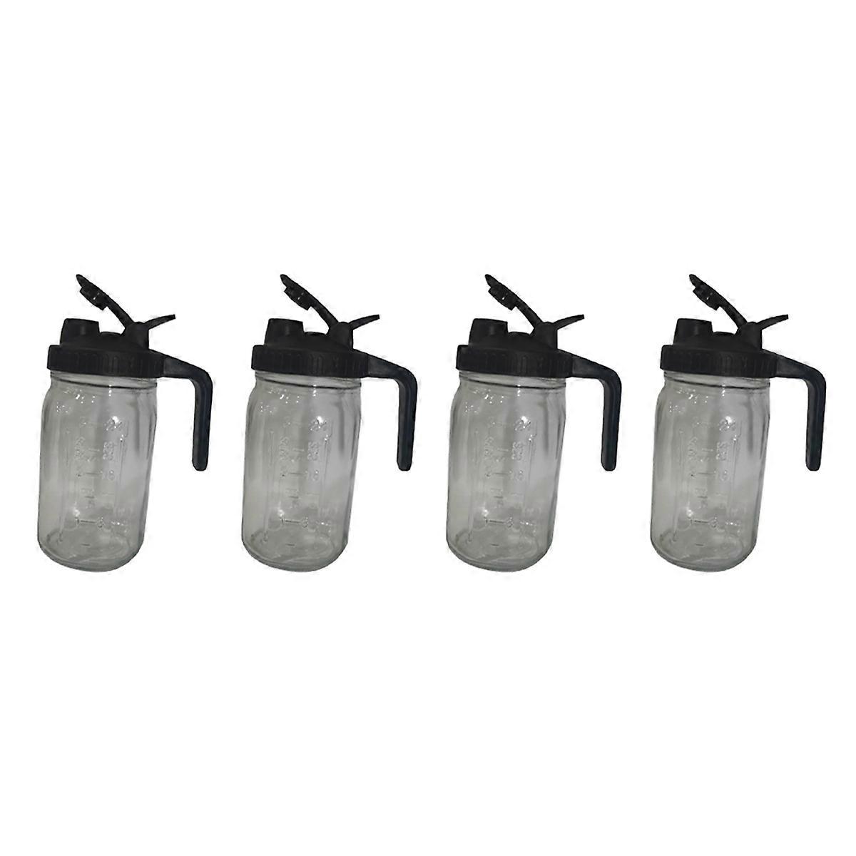 4X 32Oz Jar Pour Spout Lid -Glass Pitcher with Lid ,Breast Milk Pitcher,Seal for Juice,Milk,Coffee,T