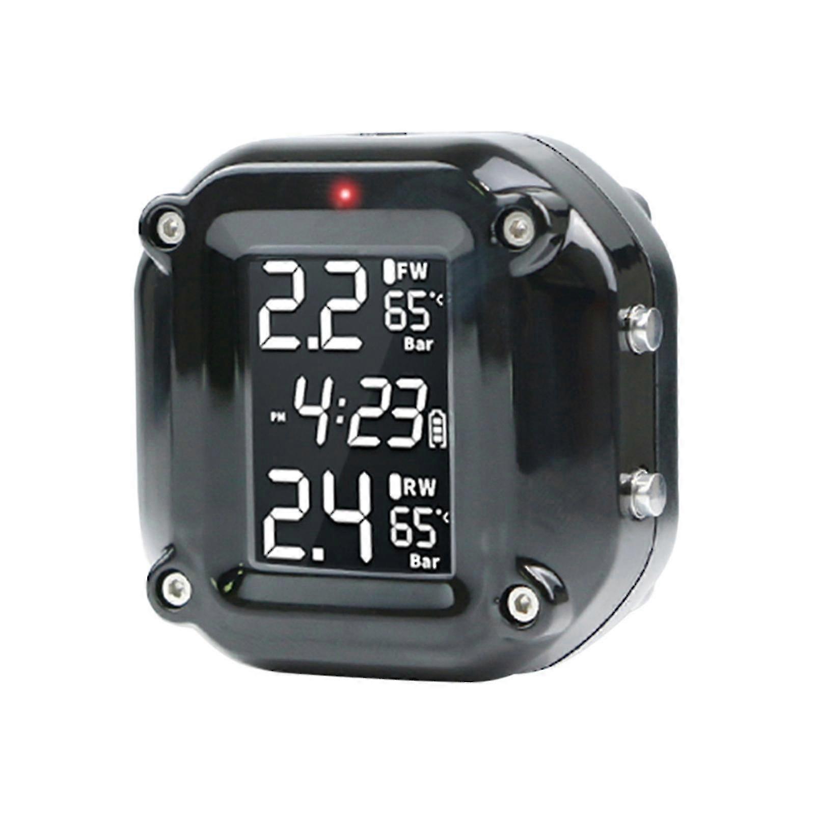 Wireless TPMS for Motorcycle Tire Pressure Monitoring System with 2 External Sensors, IP67 Waterproof, Real-time Monitoring Solution