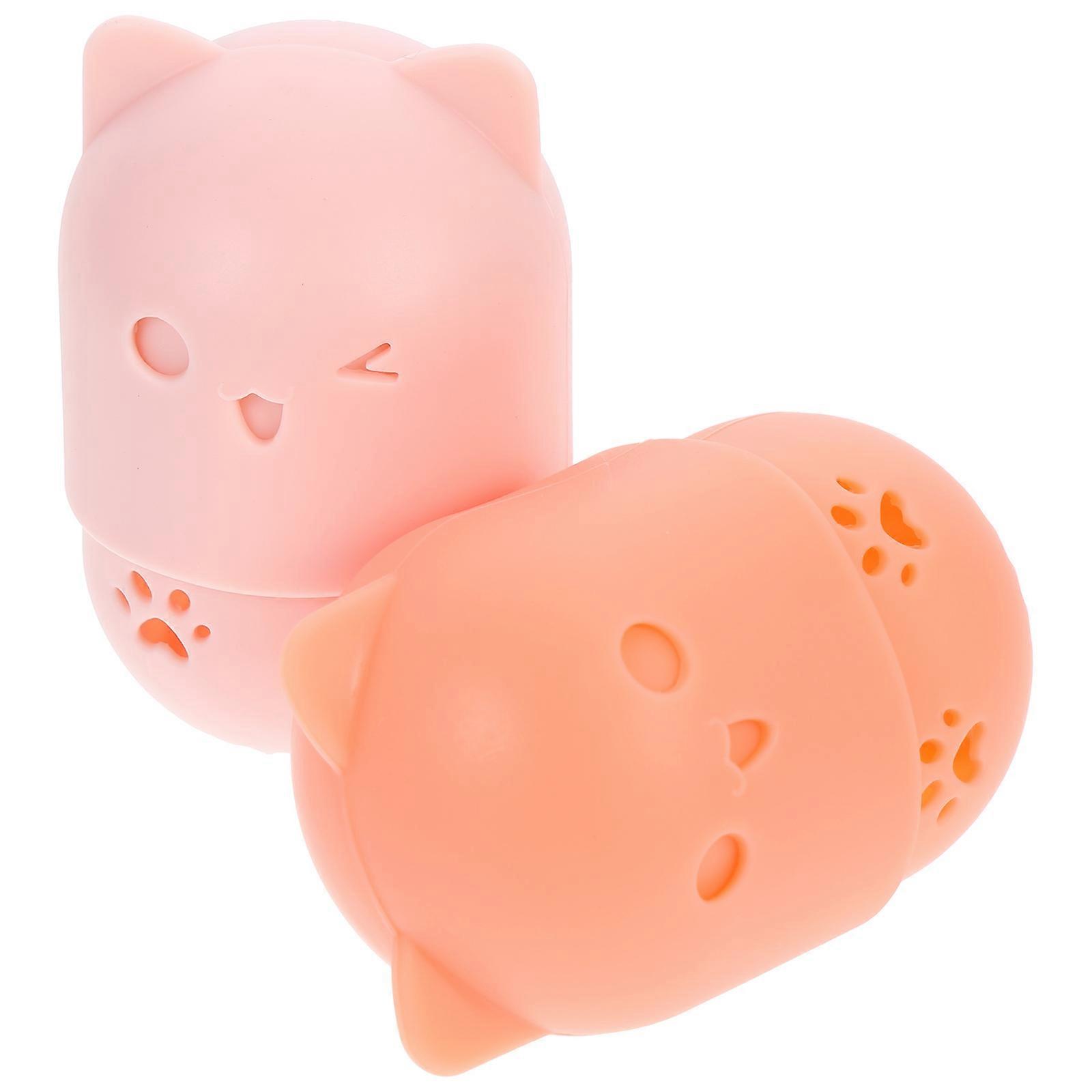 Makeup Sponge Egg Storage Box Beauty Sponge Case Home Use Pink 8X5.5X5CM Travel-Friendly 2Pack
