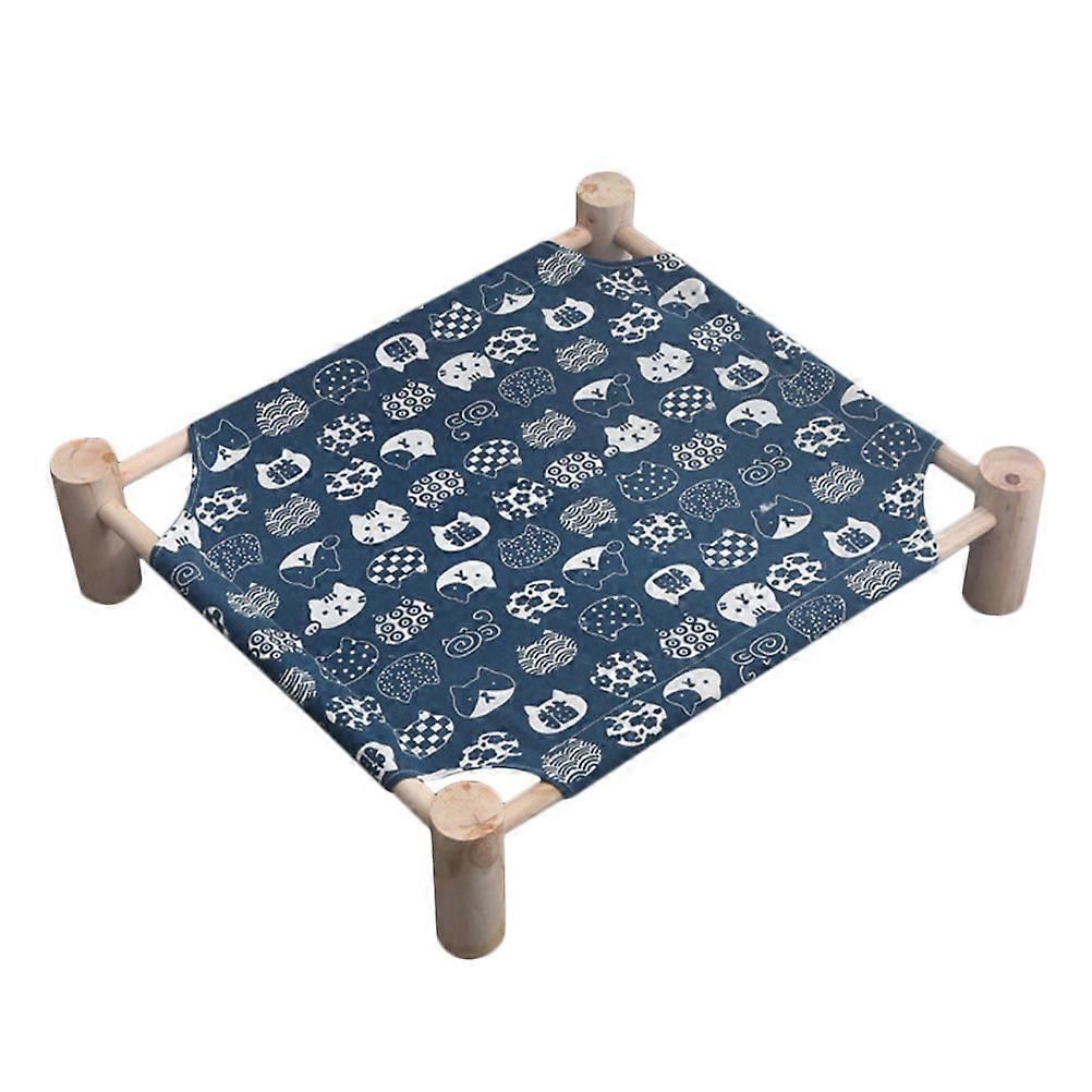 Cat Hammock Beds Elevated Indoor Cat Sleep Bed Blue 54X48X13.5CM Washable Detachable Strong Support 1Pack