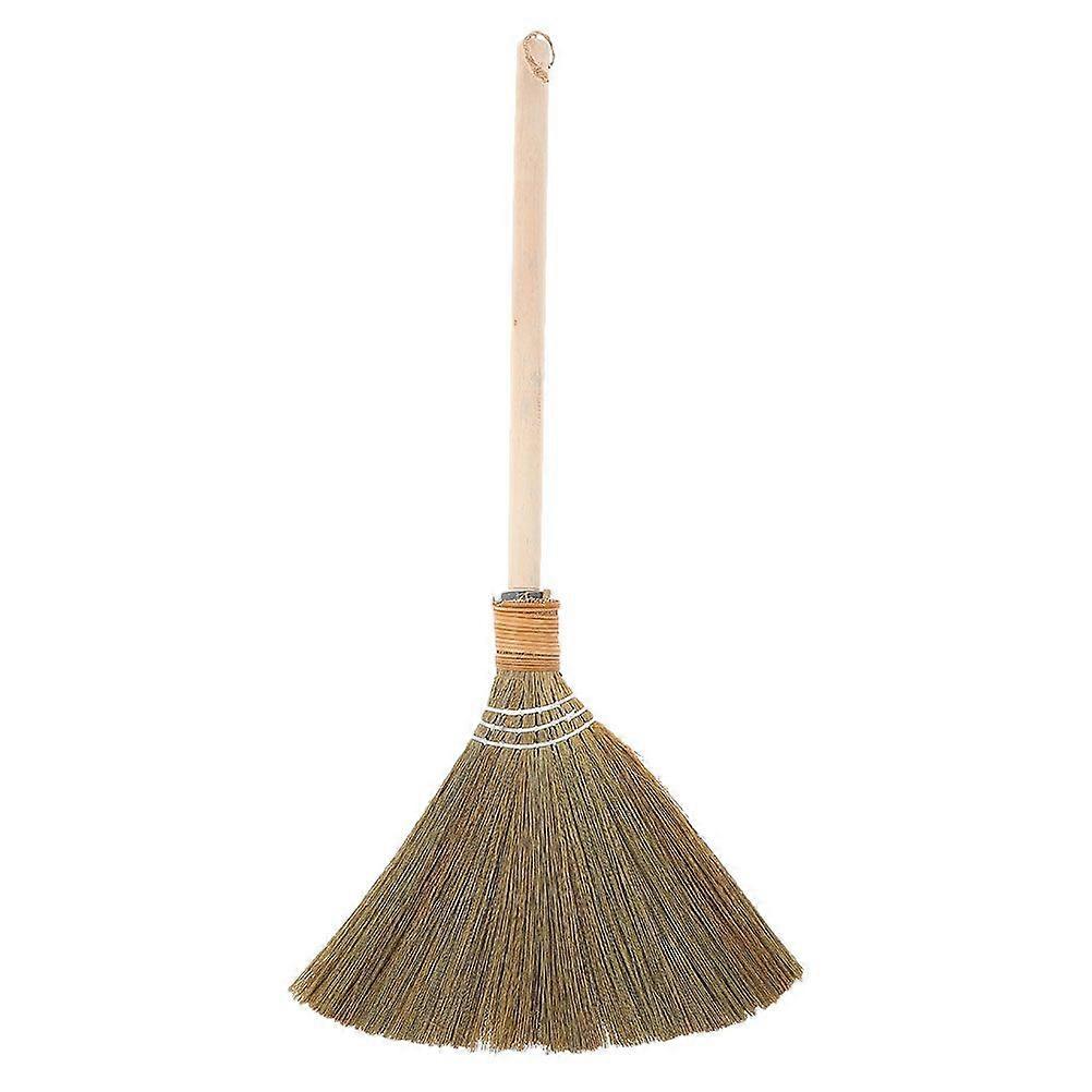 Natural Whisk Sweeping Broom Traditional Vietnamese Corn Broom with Wooden Handle Floor Cleaning Tool for Courtyard, Garage, Lobby, Garden