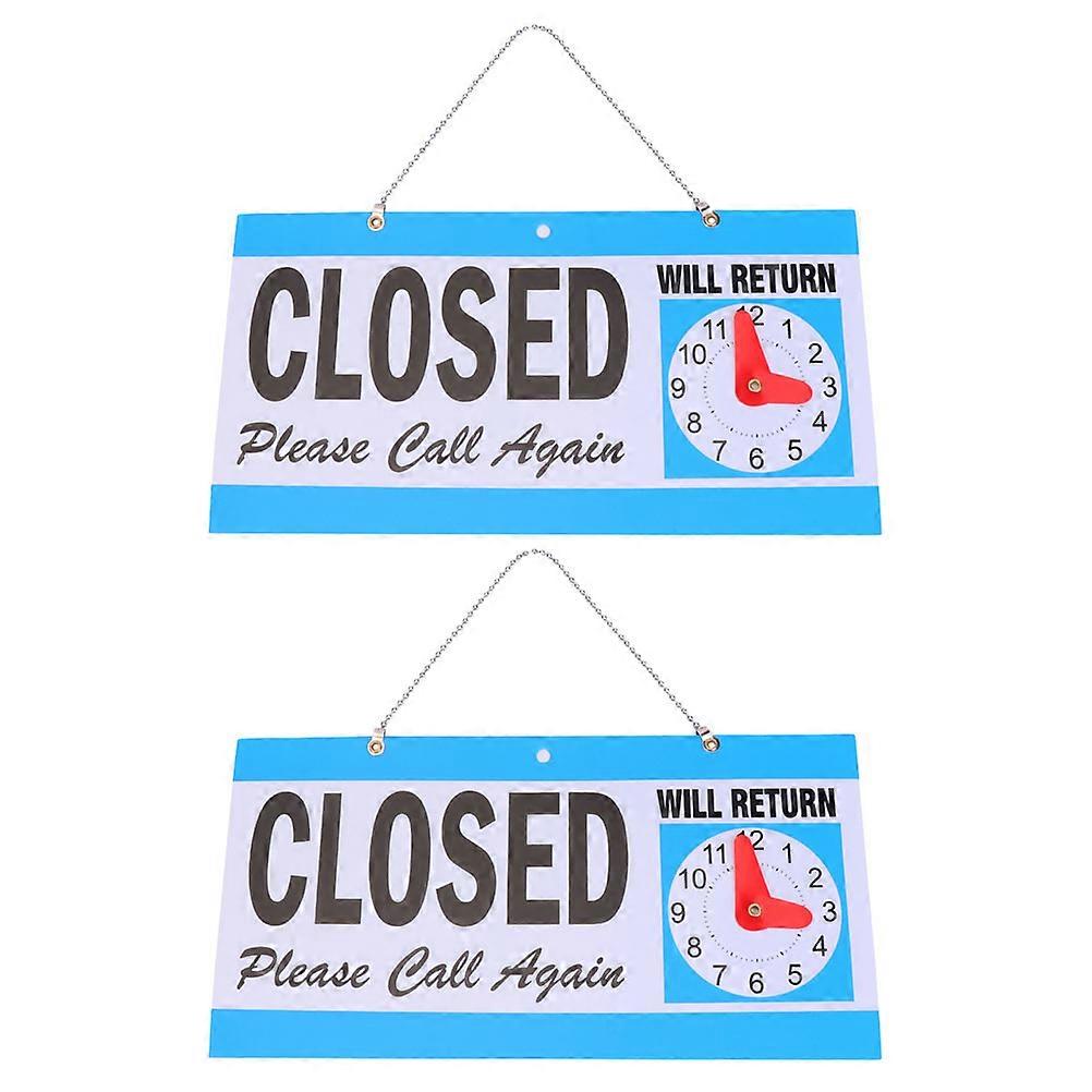 Welcome Sign Business Rectangular Blue 2Pcs Indoor Use Clock Adjustment