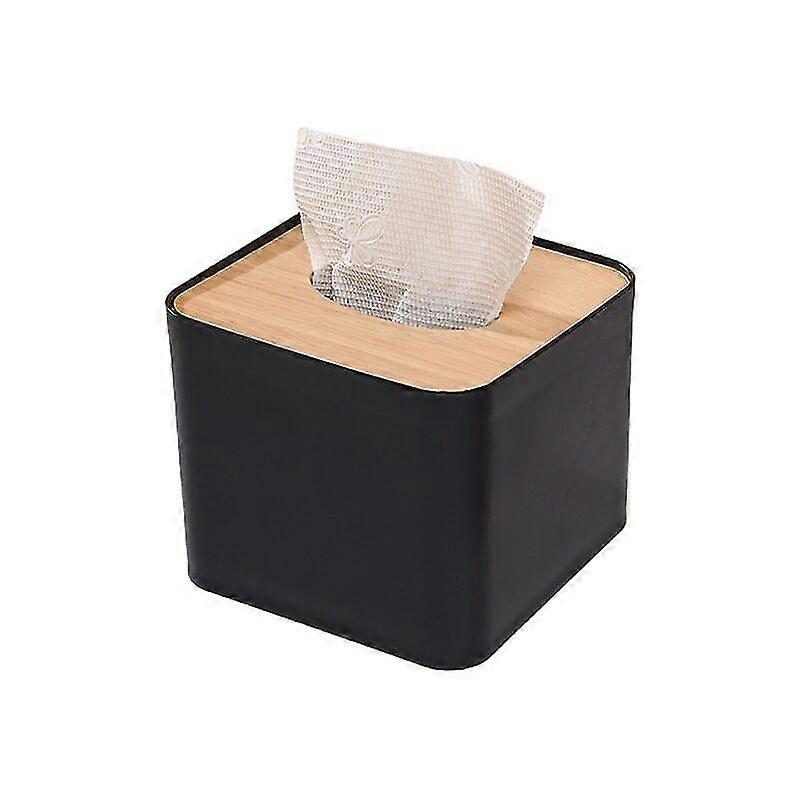 Creative Wooden Tissue Box, Durable Simple Modern Style Square Napkin Holder, Black