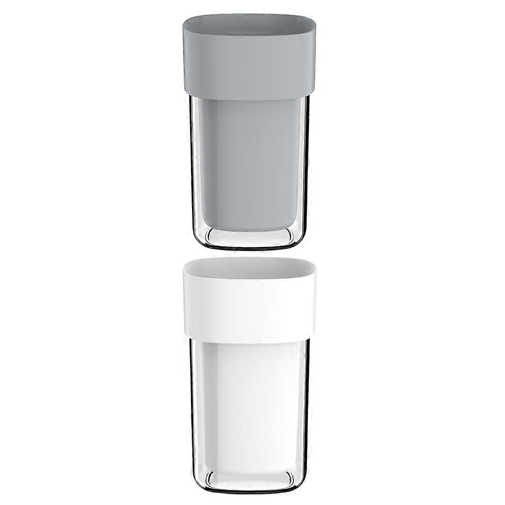 Bathroom Cup Toothbrush Holder Home Use Grey 12.10X7.30X7.30cm Multipurpose Toothpaste Holder 2 Sets