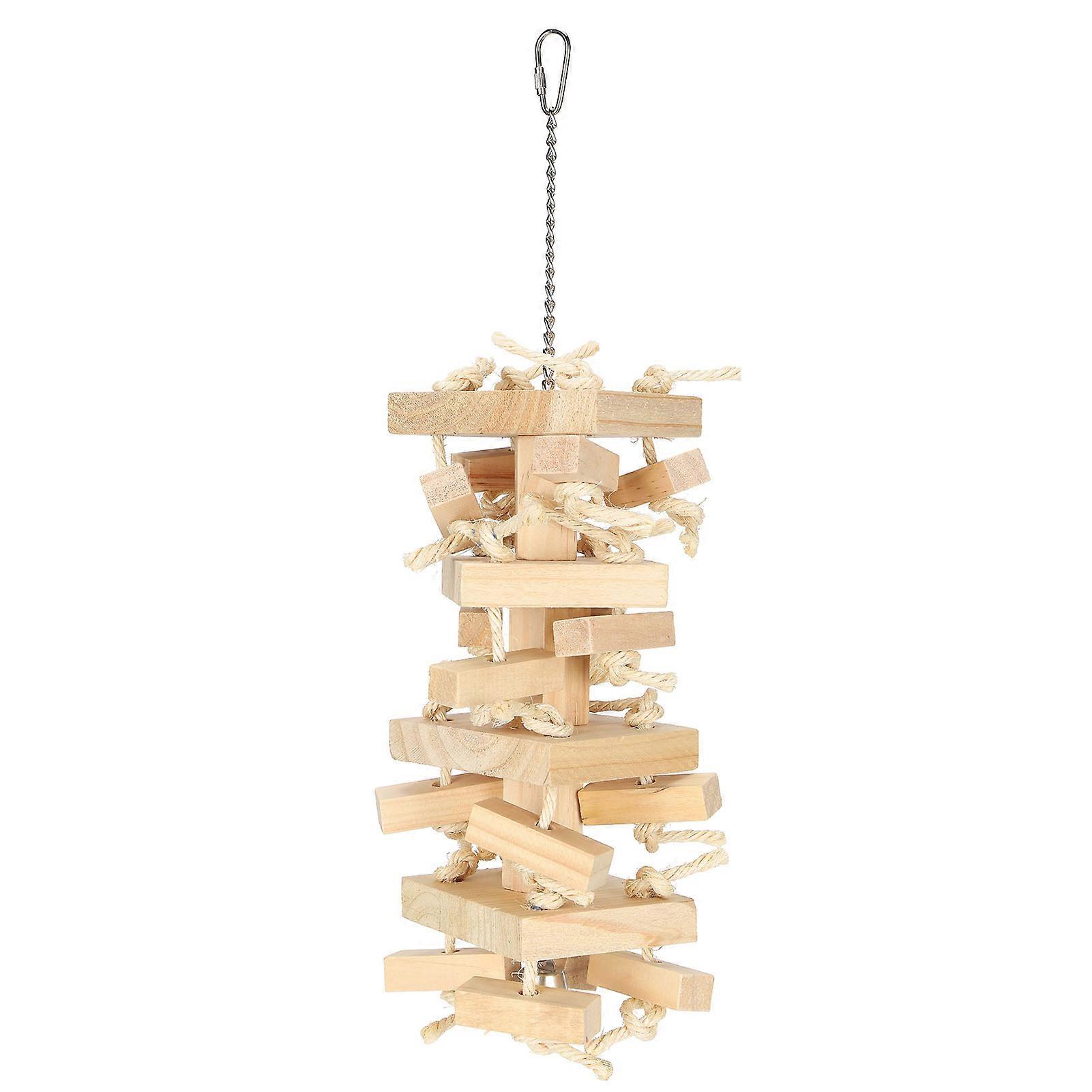 Wooden Hanging Bird Block Knots for Medium and Large Parrot Cage Tearing Chewing Toy