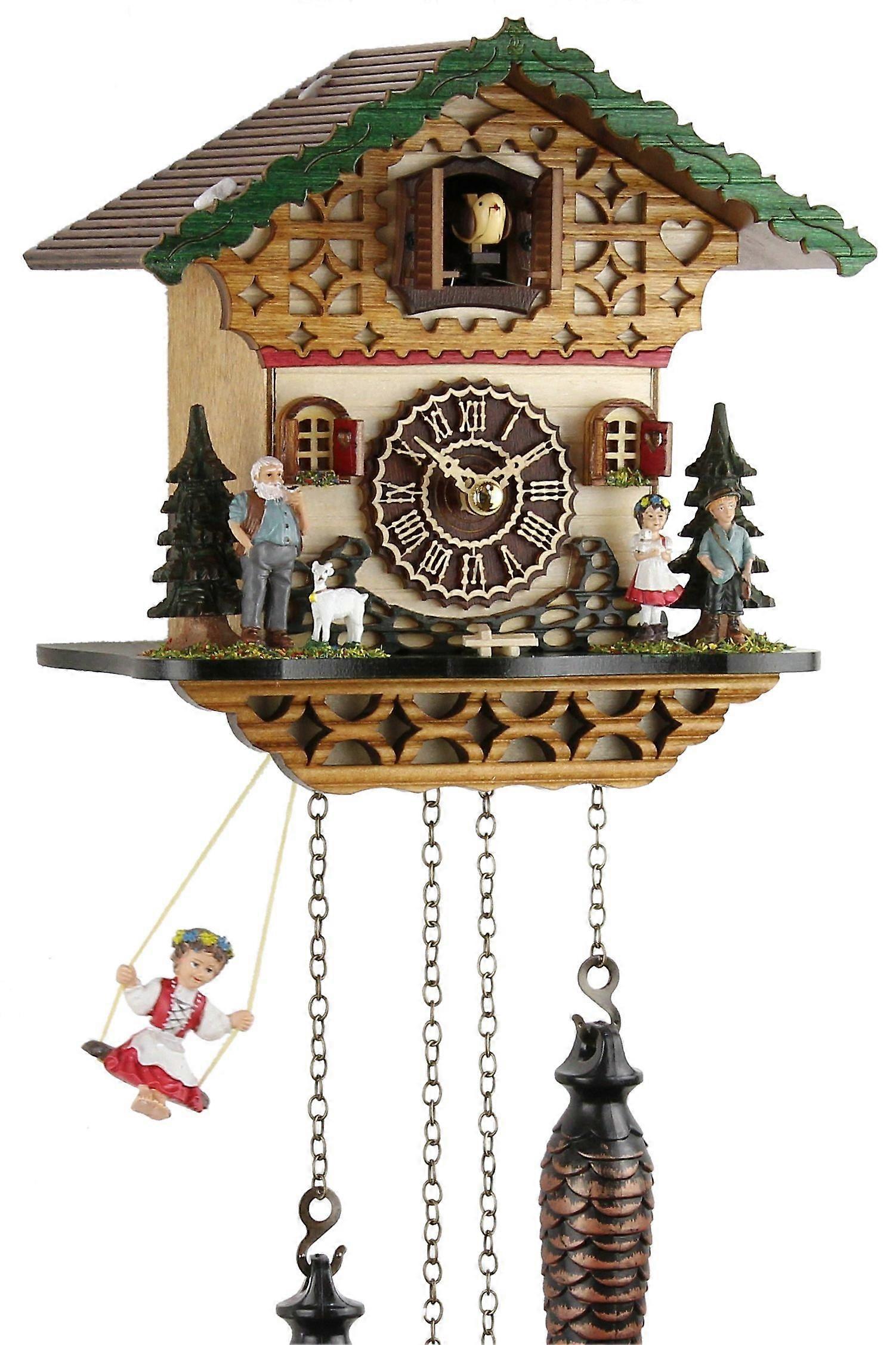 Cuckoo Clock Real Wood Battery Operated Quartz Movement Music Cuckoo Call Heidi 19 cm 24743