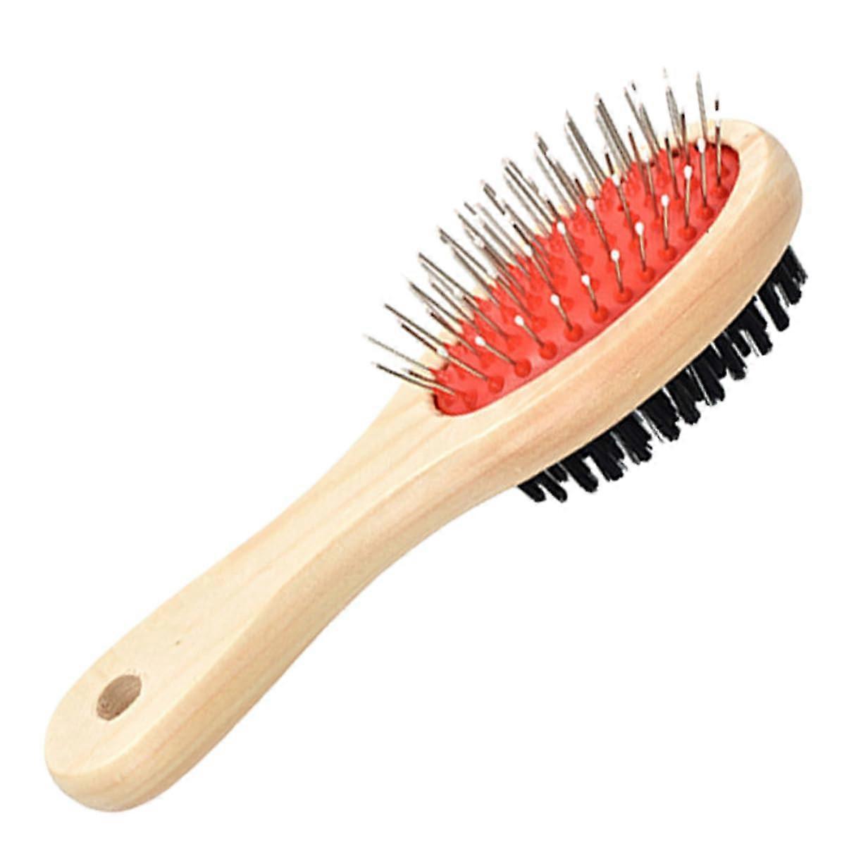 1 piece dog comb antistatic grooming tool with wooden handle massage comb for cats large for removing hair and tangles cares for the coat