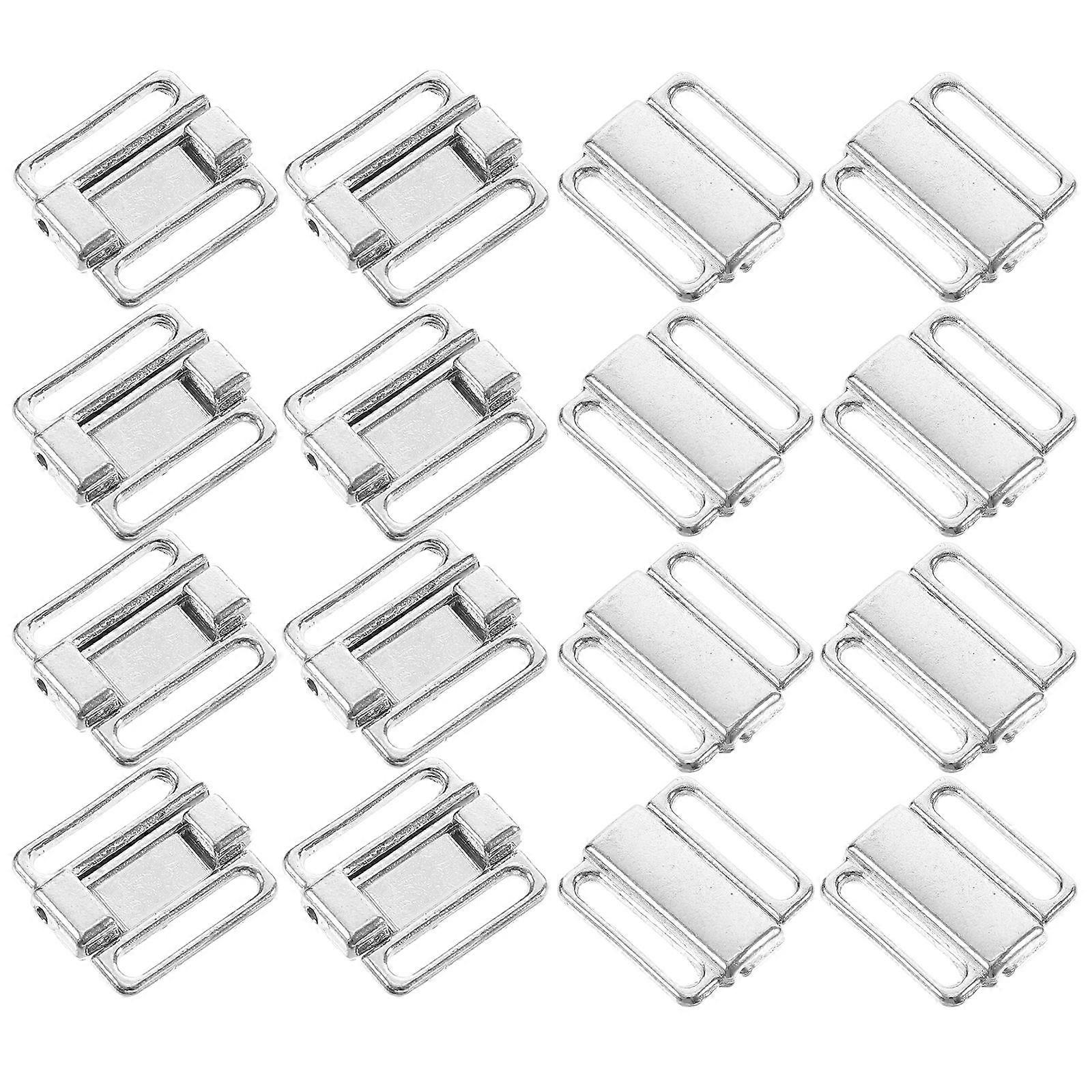 1 Set 50 Pcs Bra Strap Buckles Anti Slip Clips and Hooks for Women (Silver 12MM)