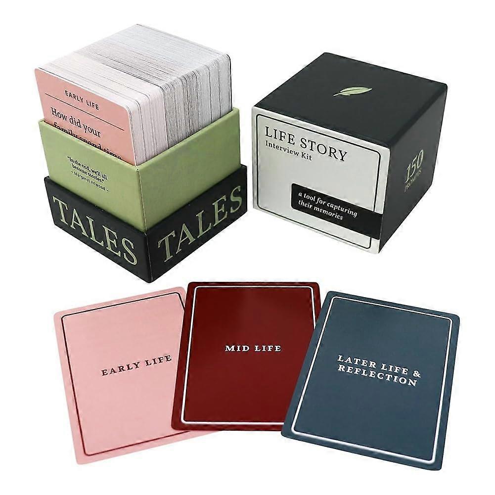 150 Life Story Interview Kit with Durable Cards for Family Game - Easy to Use for Capturing Parents and Grandparents' Stories