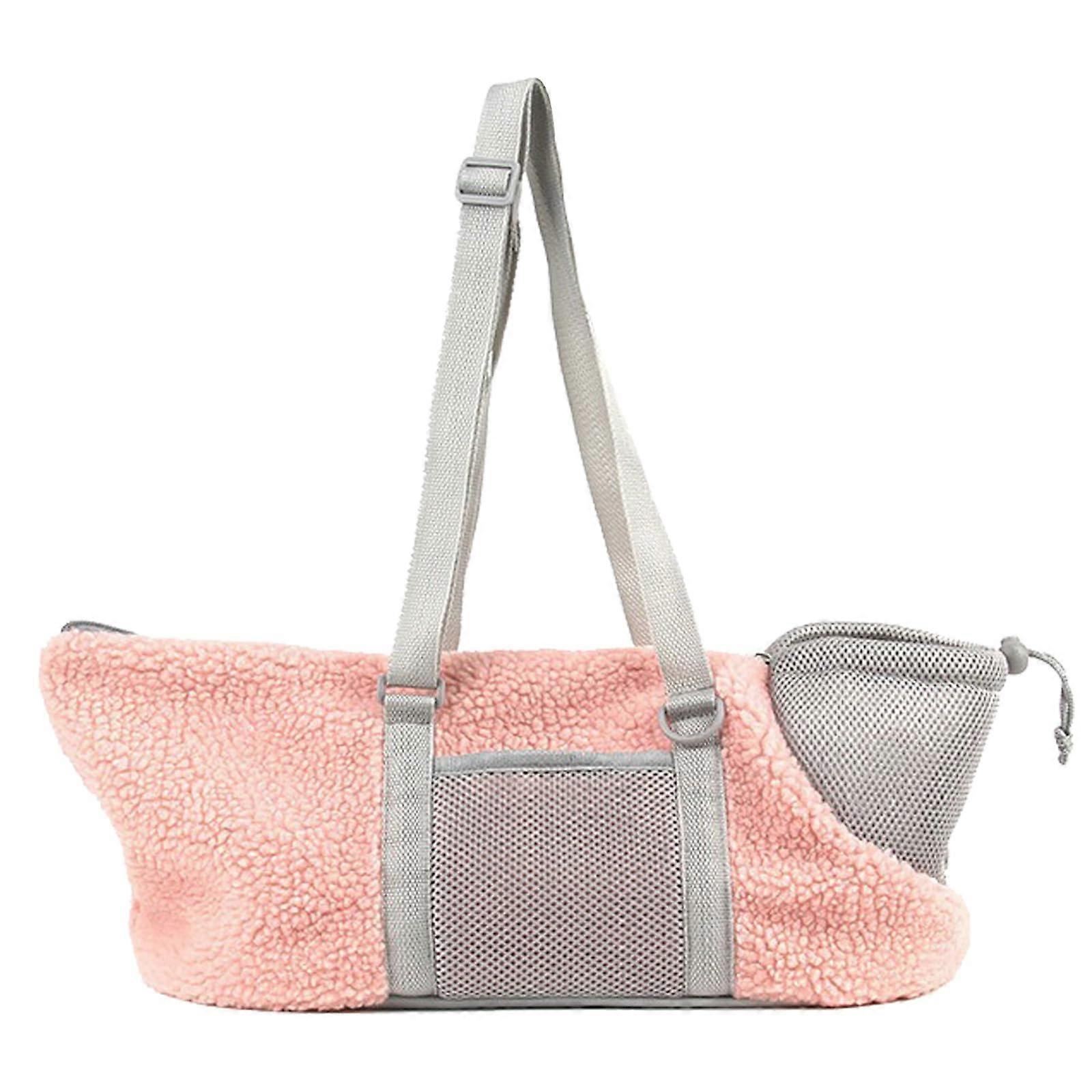 Dog Carrier Bag Purse Plush Warm Cat Carrier Handbag with Breathable Mesh Adjustable Strap