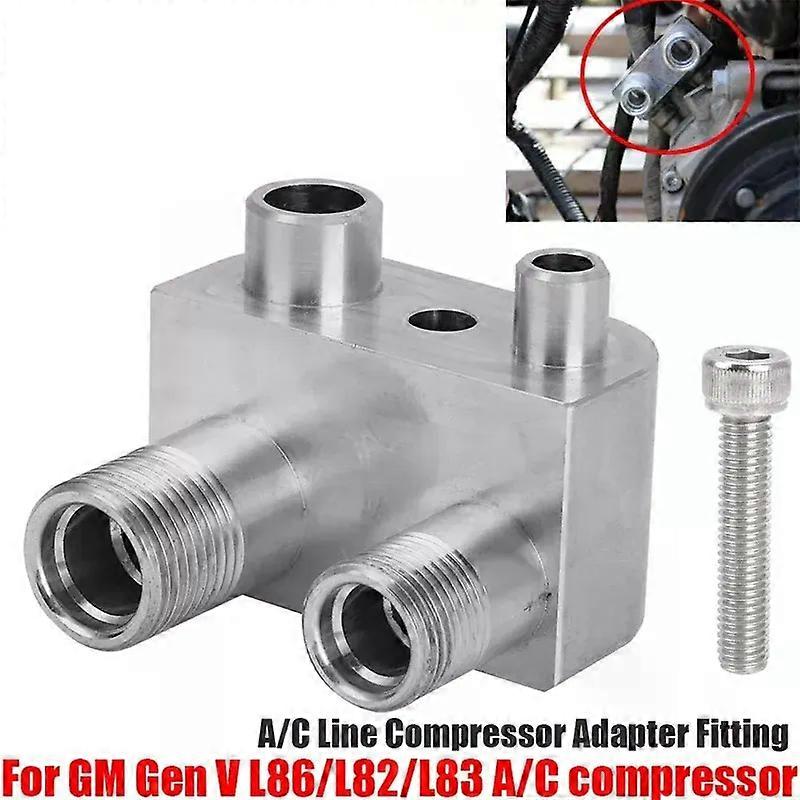 High quality Billet Aluminum A C Line Compressor Adapter block fitting For GM Gen V L86 L83 Engine Swap Conversion