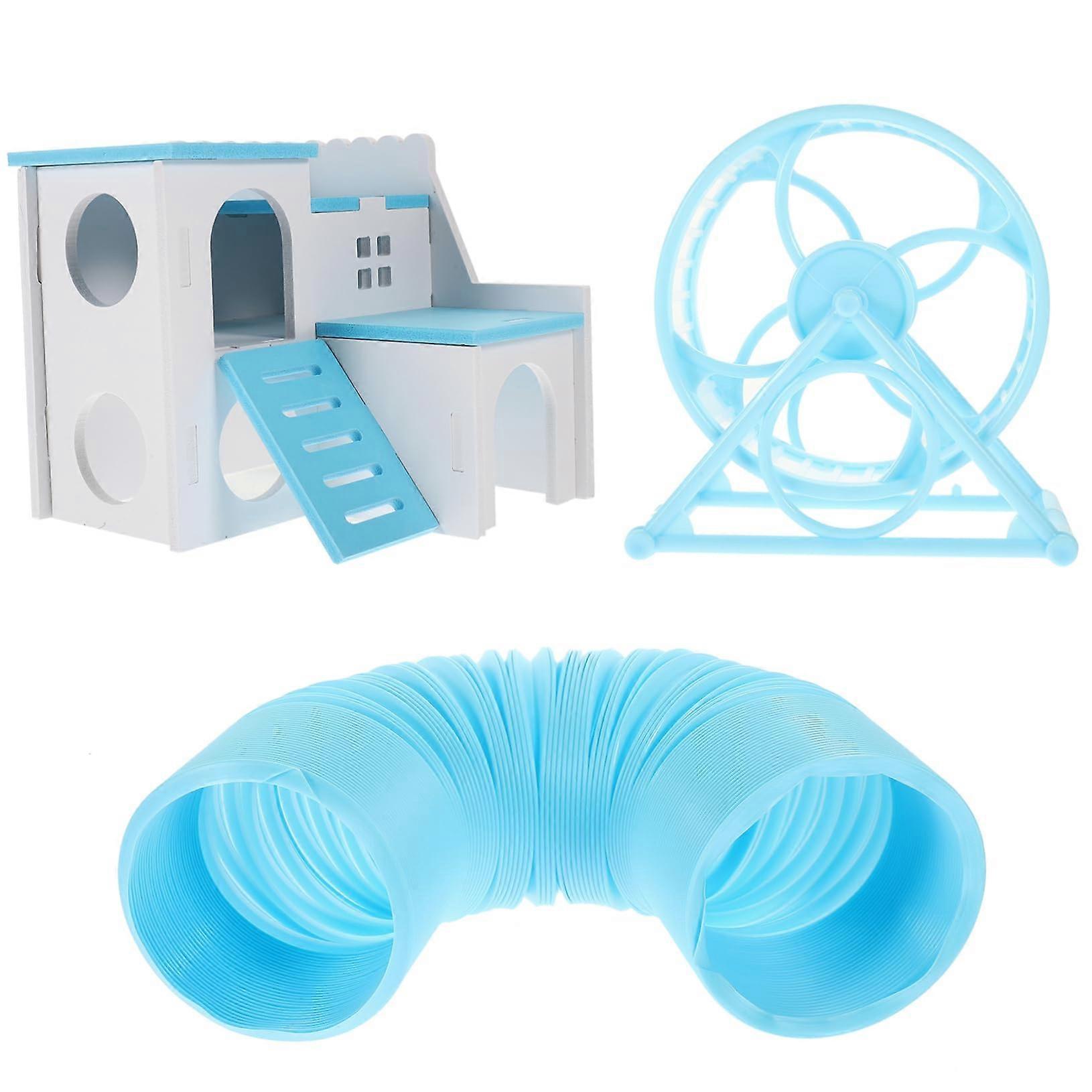 1 Set Chinchilla Toy Wooden Hamster Toy Set Hamster Tunnel Toy Hamster Balance Wheel Made of Plastic