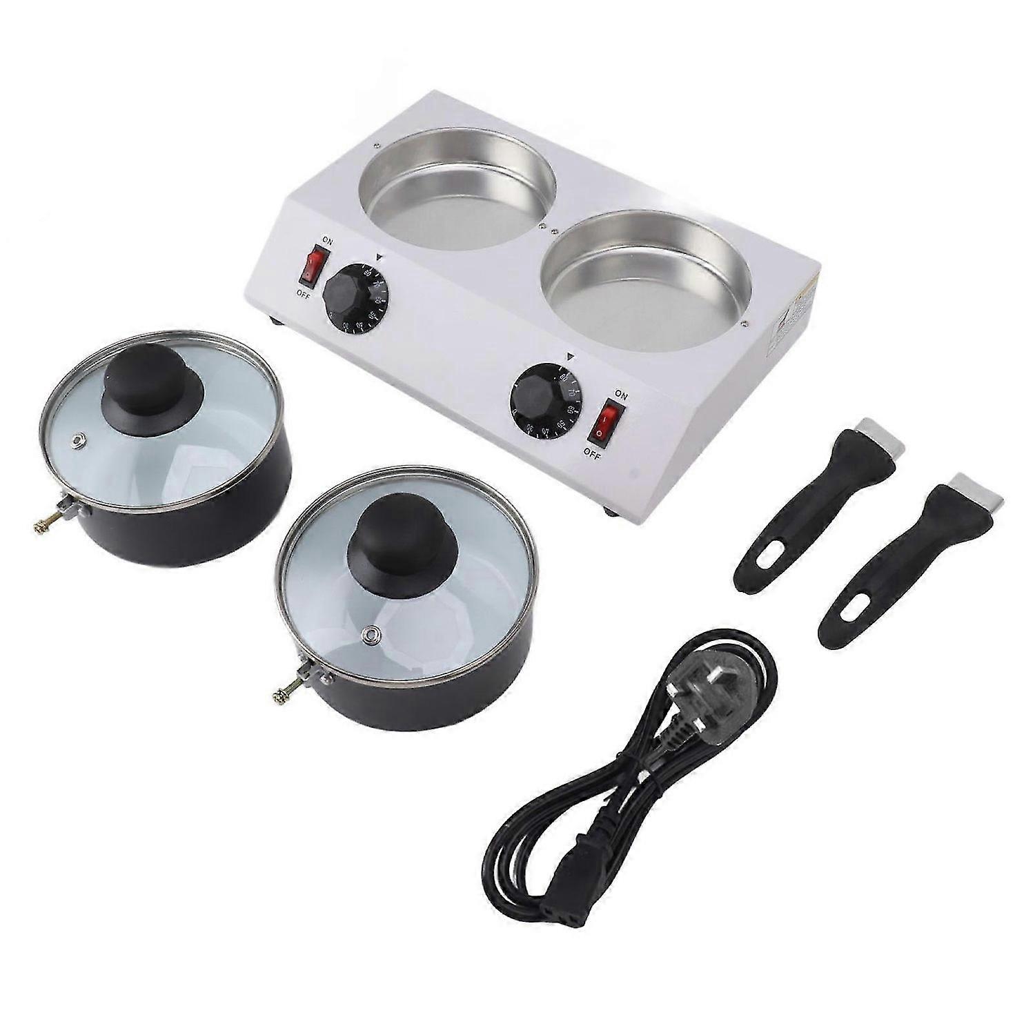 2 Tanks Chocolate Melting Machine Constant Temperature Electric Tempering Pot for Kitchen Baking 80W Plug 220V