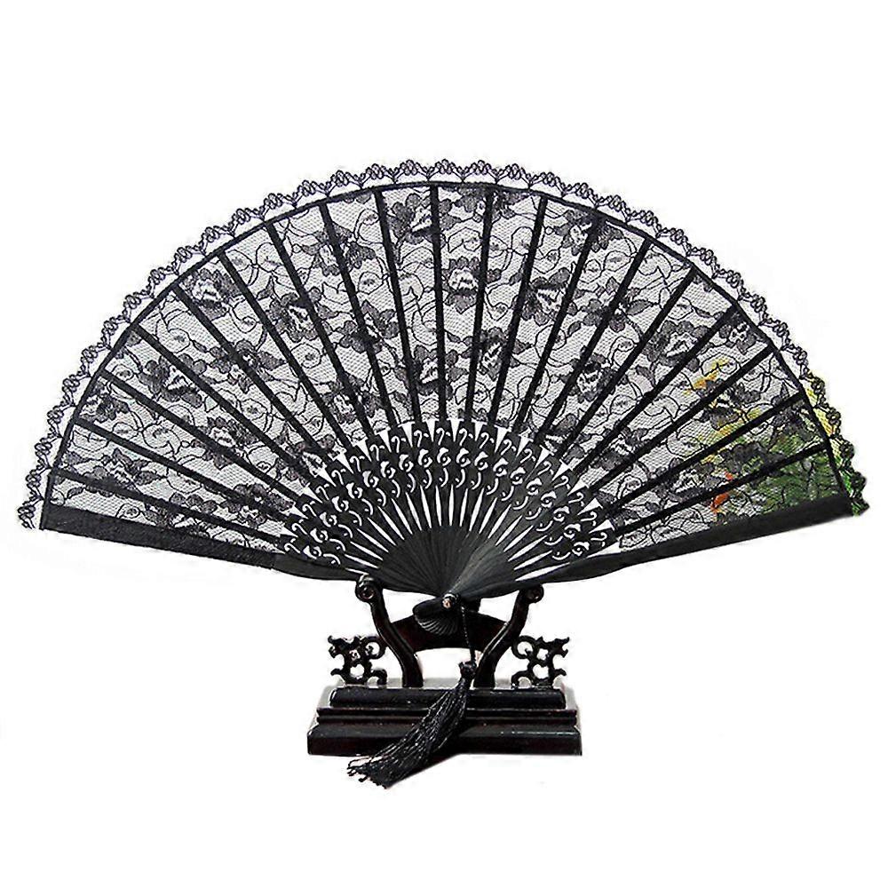 Double layer retro lace folding fan