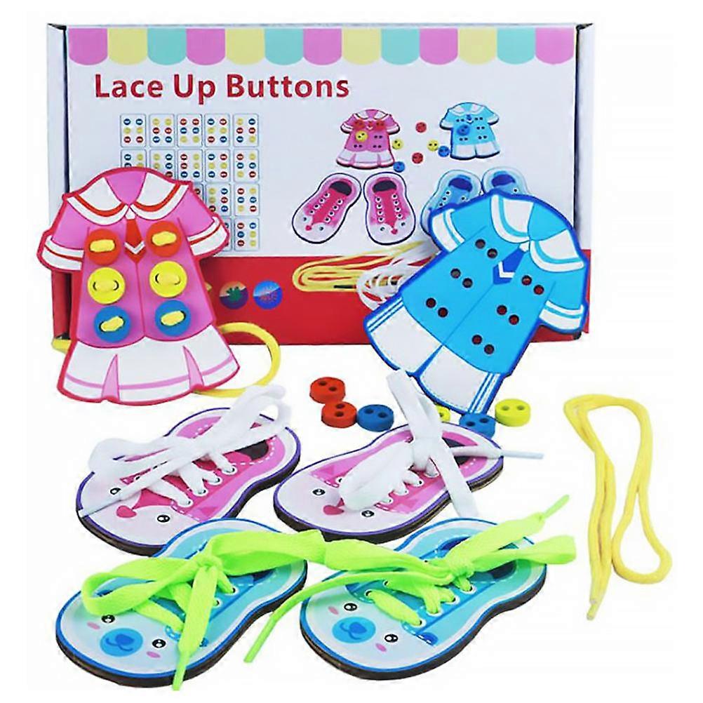 Kids Threading Set Adorable Shoes Lacing Toy Educational Toy School Activities Observation Enhancement 1Set