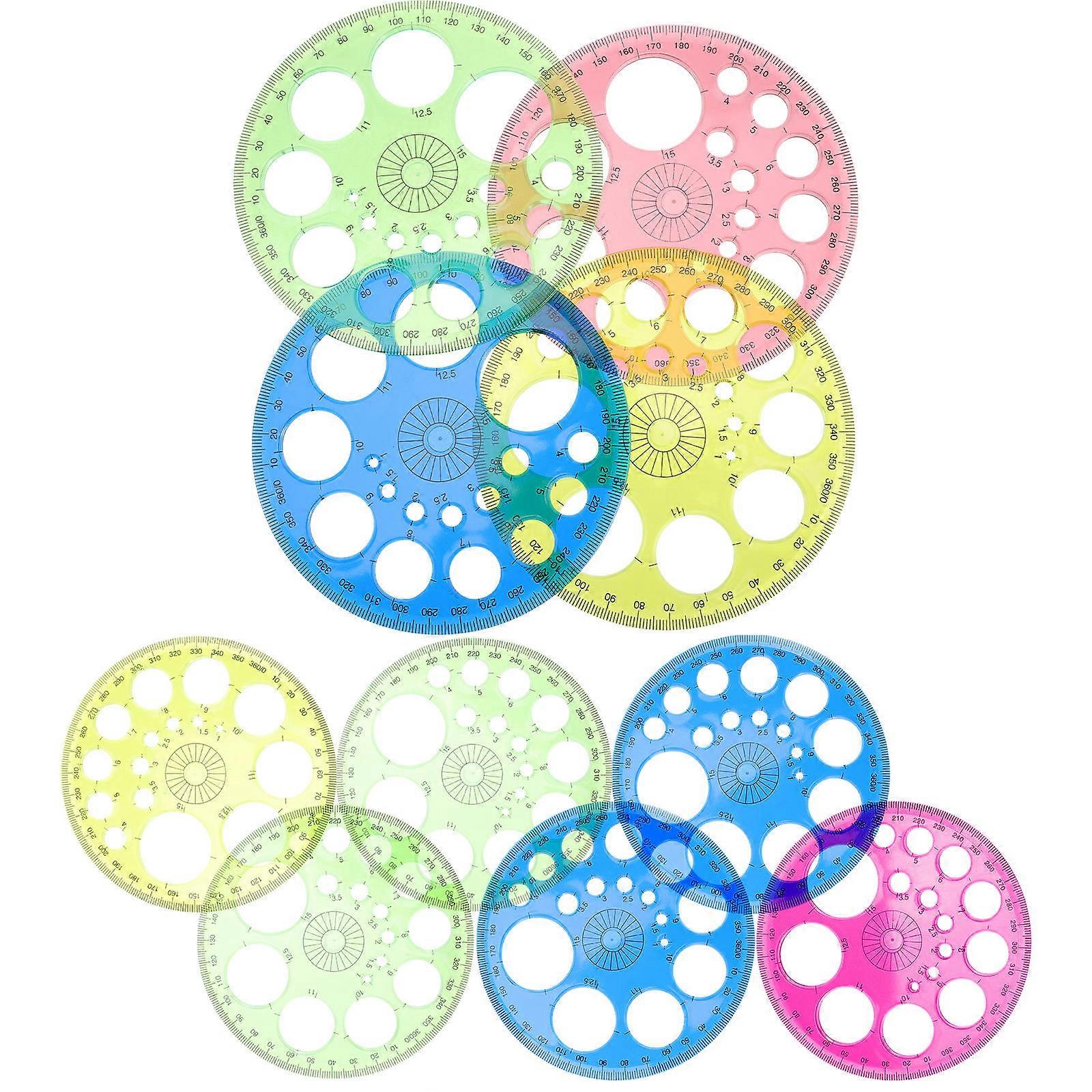 Circle Stencil Drawing Protractor Students School Classroom Green Comfortable Grip 11.5x11.5cm 10Pack