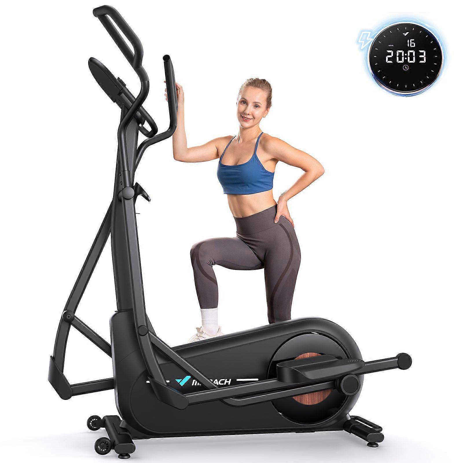 Merach Elliptical Trainer, Quiet Crosstrainer With 8 Adjustable Magnetic Resistance Levels, Lcd Monitor, Dedicated App, Cup Holders, Max. 180 Kg 