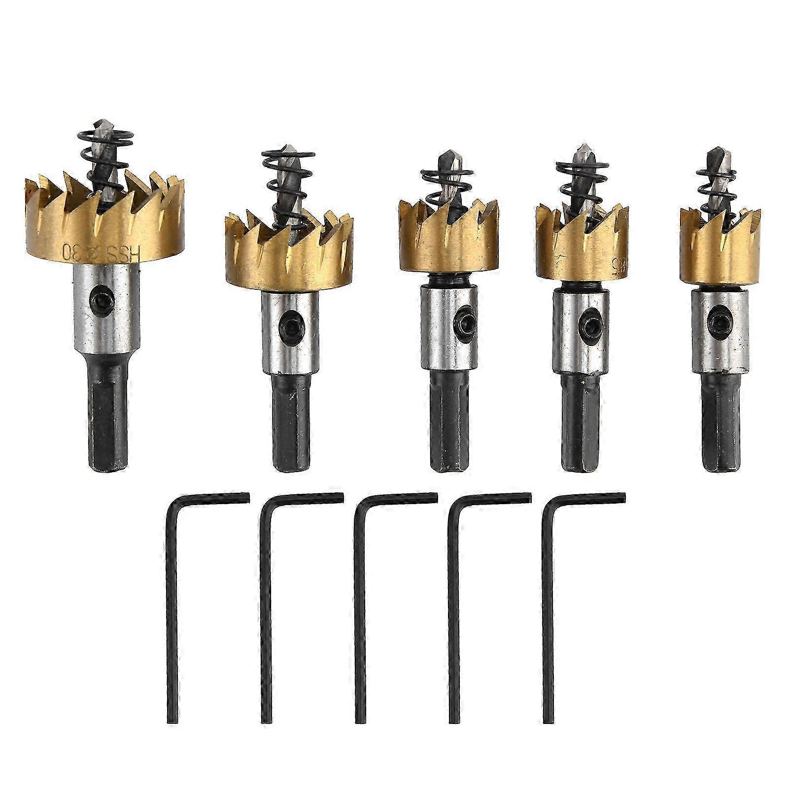 5-Piece HSS Hole Opener Cutting Drill Set - Fast and Precise Aluminum Tools for Rubber and Plastic Openings