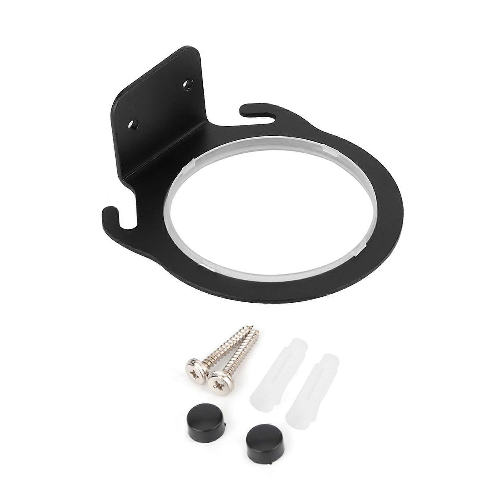 Space Aluminum Wall Mounted Hair Dryer Holder Rack Organizer for Bathroom and Bedroom, Perforated Design, Black