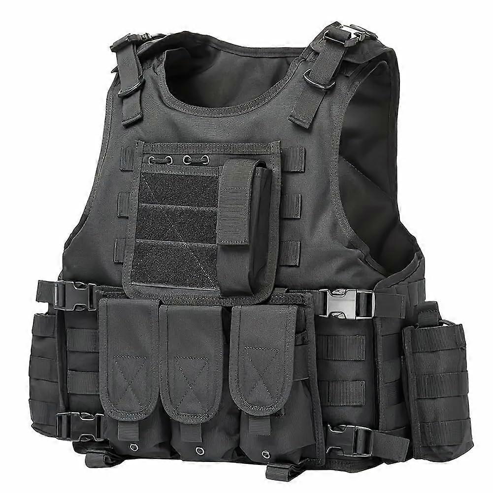 Taktisk Airsoft Väst Utomhus MOLLE Andningsbar JPC Vest Jakt Väst Justerbar Modulär Bröst Rig CS Fält Väst Träningsväst för Smala Människor Svart