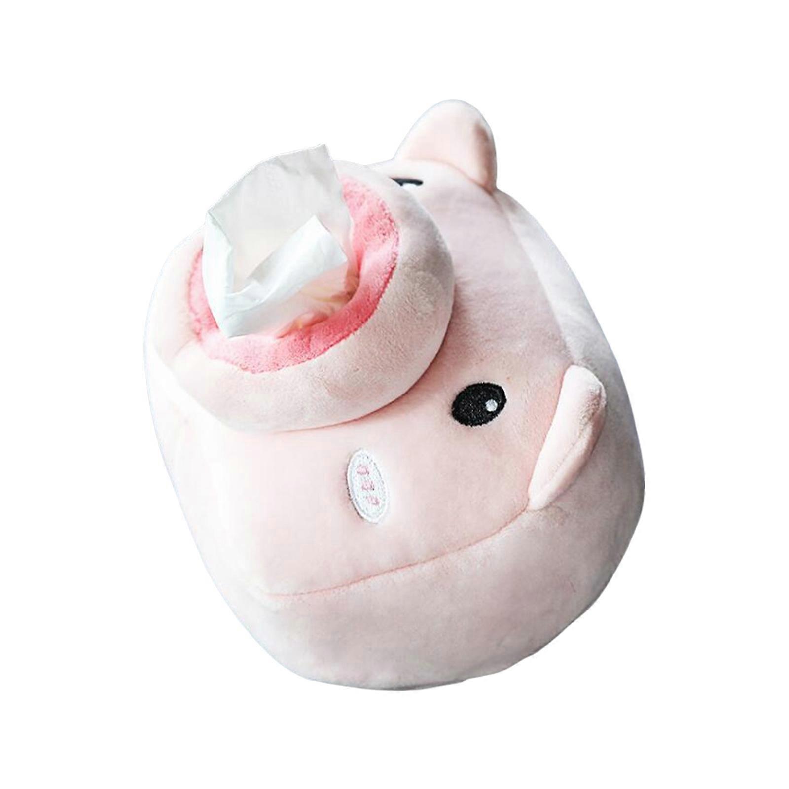 Hanging Plush Napkin Bag Car Headrest Tissue Box Soft Tissue Dispenser Cartoon Animal Pattern Paper Case Tissue Holder Multicolor