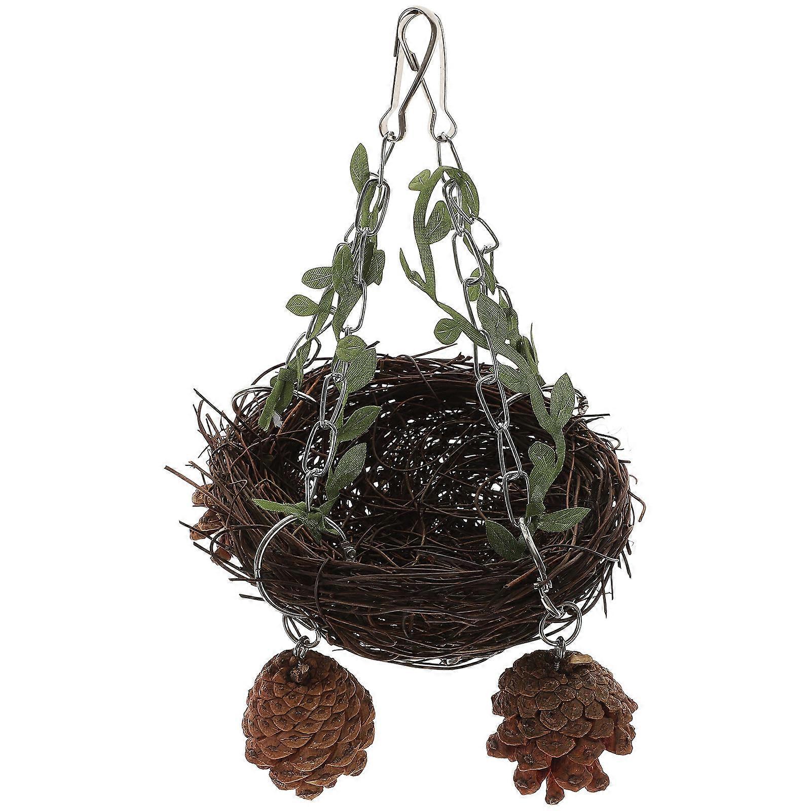 Natural Rattan Bird Swing Nest – Durable Bite Resistant Hanging Perch for Small to Large Birds, Suitable for Cockatiels, Budgies, and Parakeets