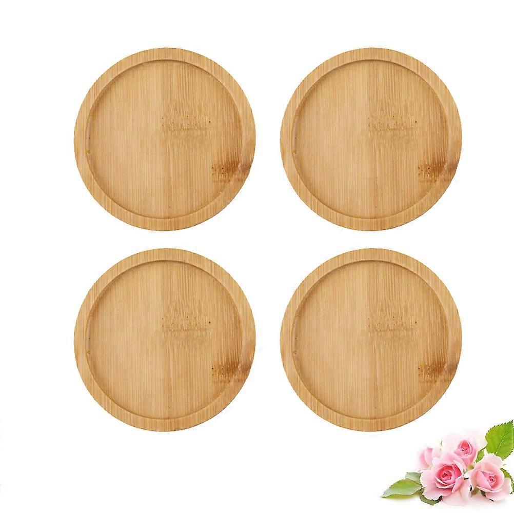 4pcs Round Flower Pot Trays with Raised Edge, Durable Plant Saucers for Indoor & Outdoor Bonsai and Succulents, Soil & Water Catcher Pads