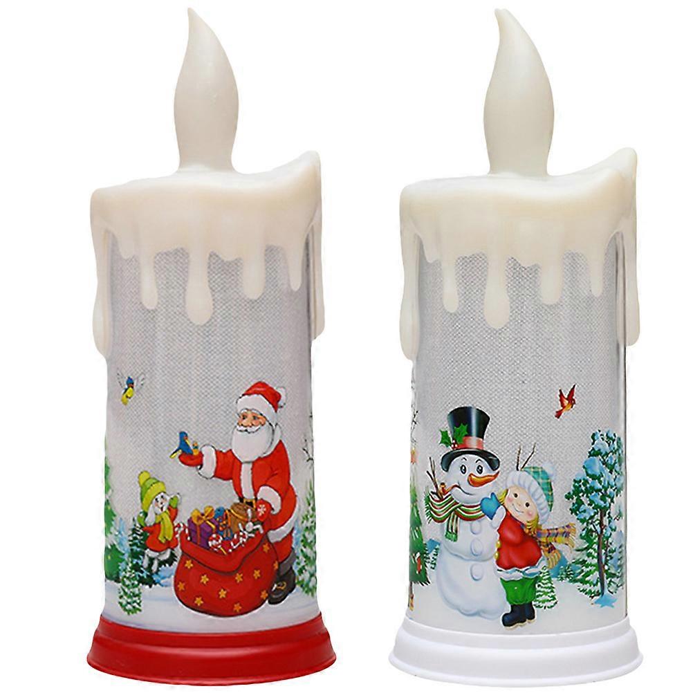 Christmas Dripping Led Candles Snowman Style Safe Smokeless 2Pcs 22.5x9x9cm