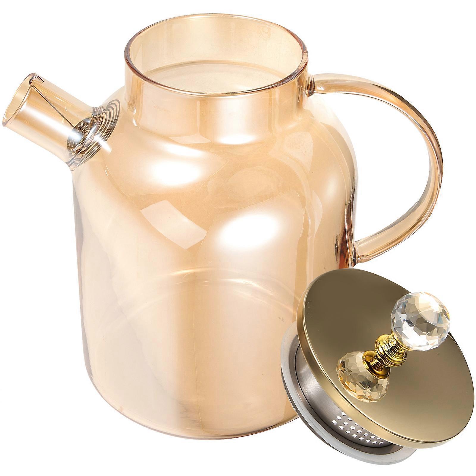 Orange Glass Pitcher with Stainless Steel for Home Use Ergonomic Handle and Clear Design 1L