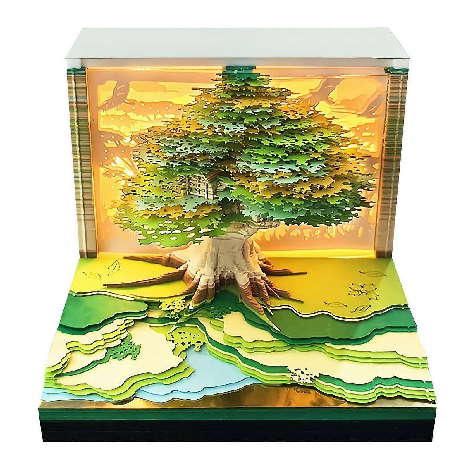 3D Calendar 3D Tear Off Notepad Creative Timepiece Calendar Magic Tree Paper Carving Multicolor DIY Notes Holiday Gift