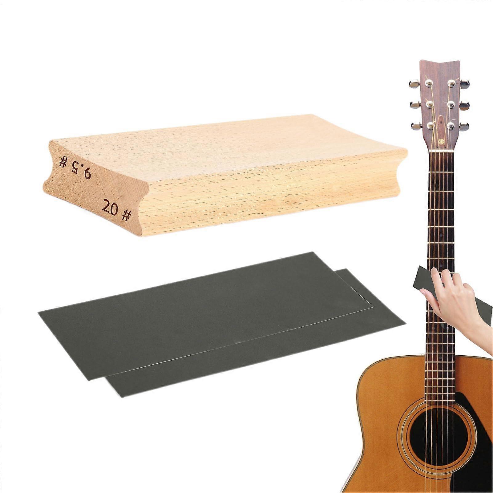 Guitar bass fretboard radius sanding block and sandpaper fret leveling tools 9.5 20