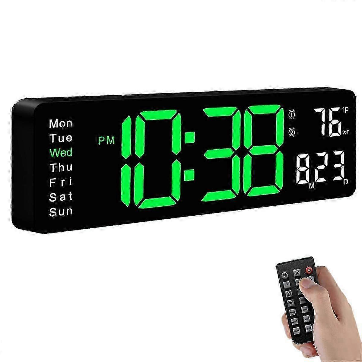 Digital Wall Clock, Large Display Digital Clock with Remote Control,for Living Room, Bedroom, Decor hwy