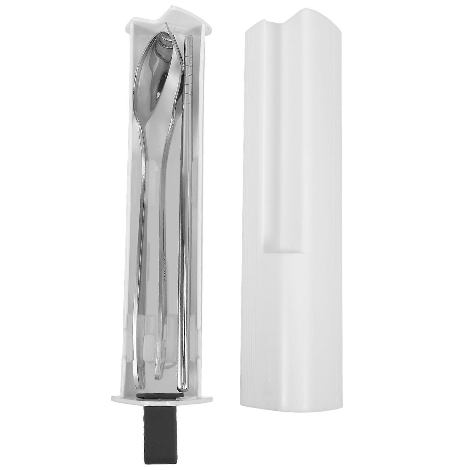 Fork And Spoon Set In Stainless Steel With Sliding Storage Box Perfect For On The Go 1Set