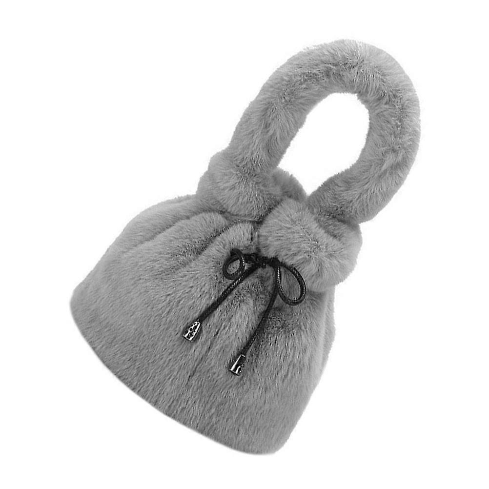 Stylish Grey Plush Cartoon Crossbody Bag for Women's with Large Capacity and Comfortable Wide Strap 8.5x6.5 Inches