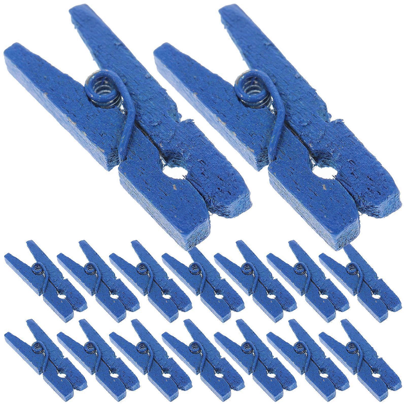 300PCS Mini Wooden Clips for Photos Pictures Multi purpose Clamps Holder Blue