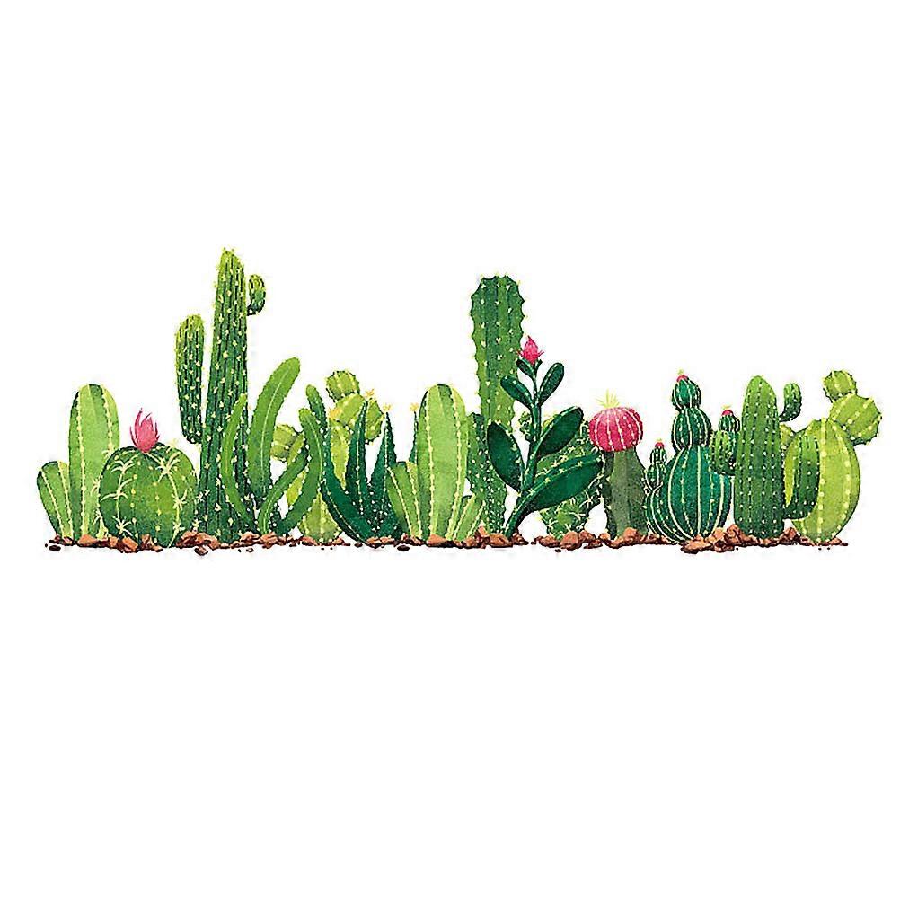 ملصق حائط الصبار الأخضر ديكور منزلي قابل للإزالة لغرفة النوم غرفة المعيشة منعش تصميم أوراق سهل التطبيق فن حائط أنيق متين للأسطح الملساء