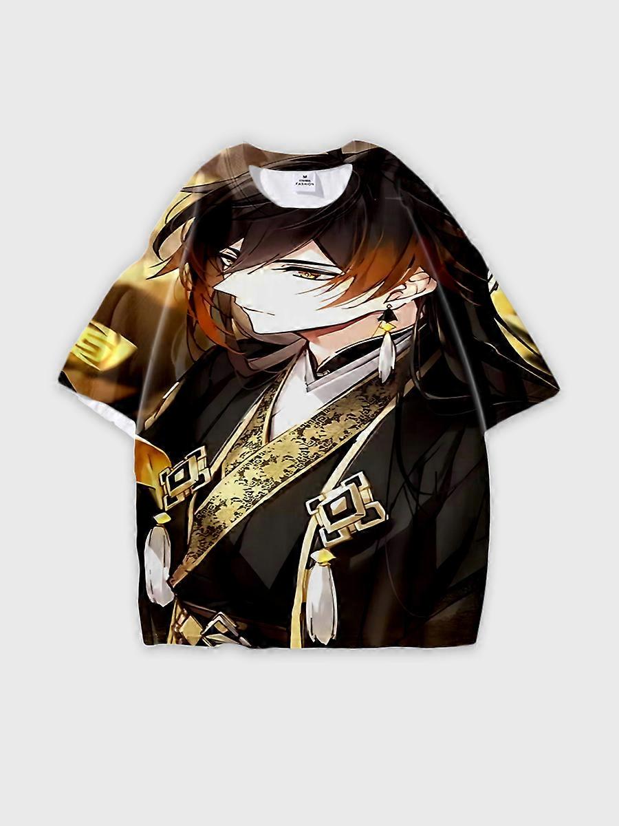 T-shirt round neck Role Pattern loose short sleeve D211