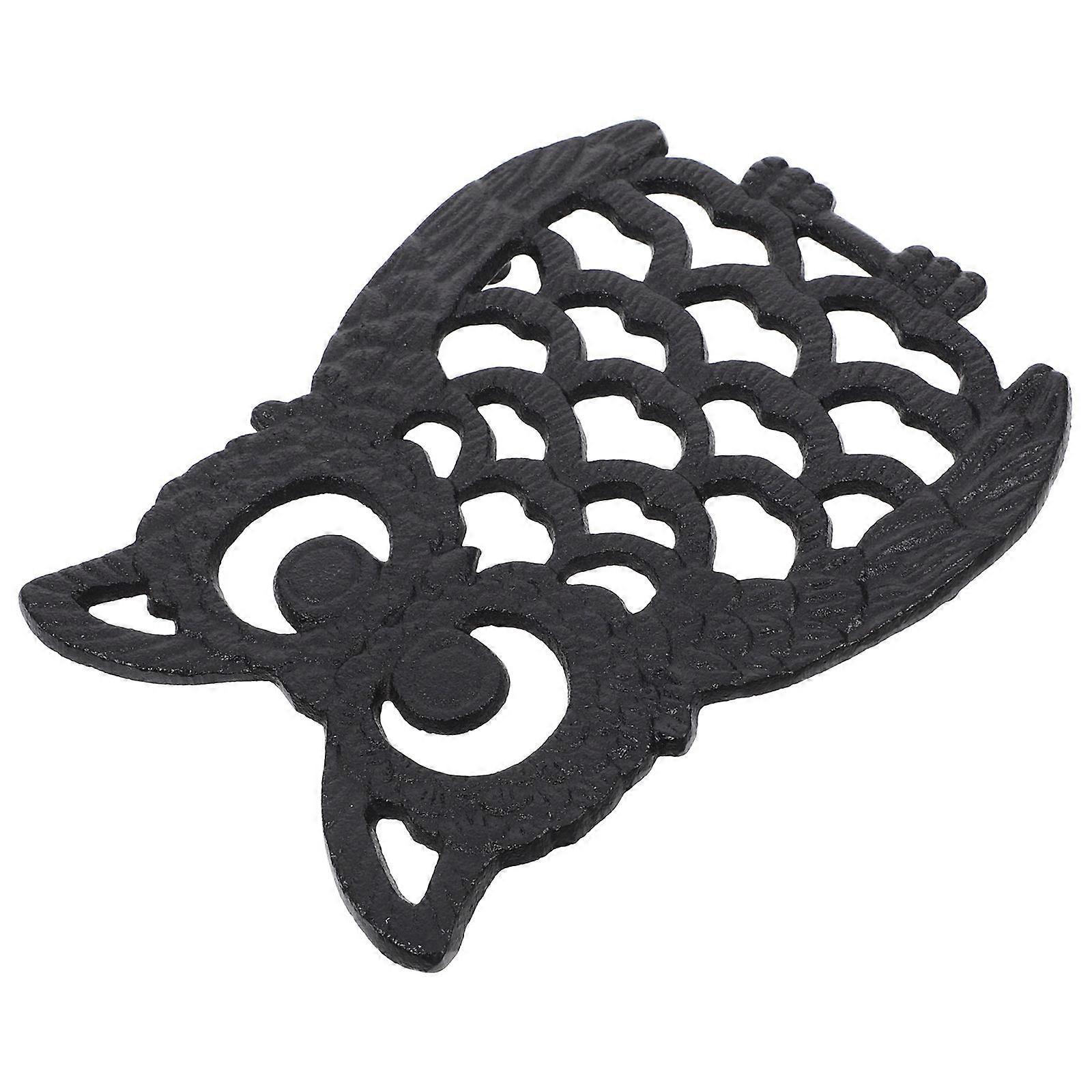Insulated Cast Iron Trivet for Kitchen Table with Decorative Owl Design