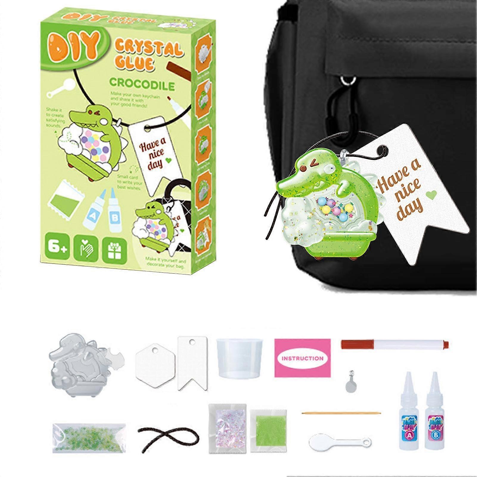 Educational Craft Kit, Craft Toy Set Craft Dripping Glue Toy for Surf Dogs, Toy for Making Pendants Keychain Crocodile Shaker