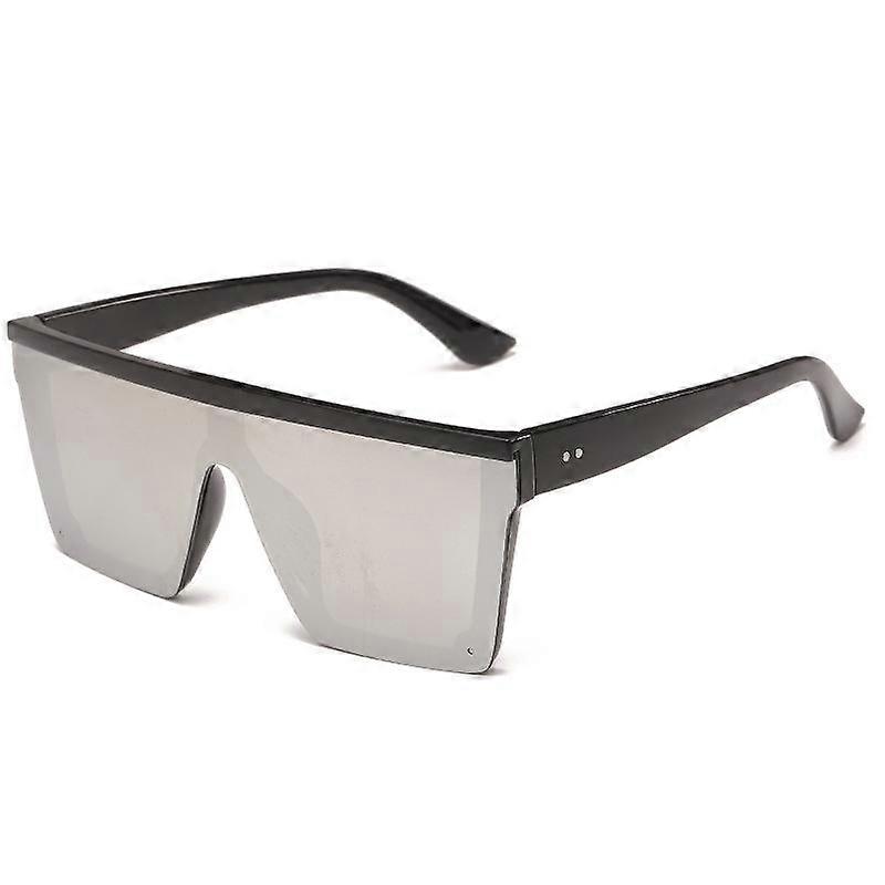 Vintage Flat Top Oversized One Piece UV400 Shade Mirror Square Retro Sunglasses Women Unique